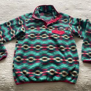 Womens PATAGONIA Pullover Sweater Size Medium  Synchilla Aztec Southwest EUC